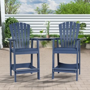Aoodor Tall Adirondack Chairs Set of 2, HDPE Patio Bar Stool with Connecting Tray,All-Weather Balcony Chair - 1 of 4