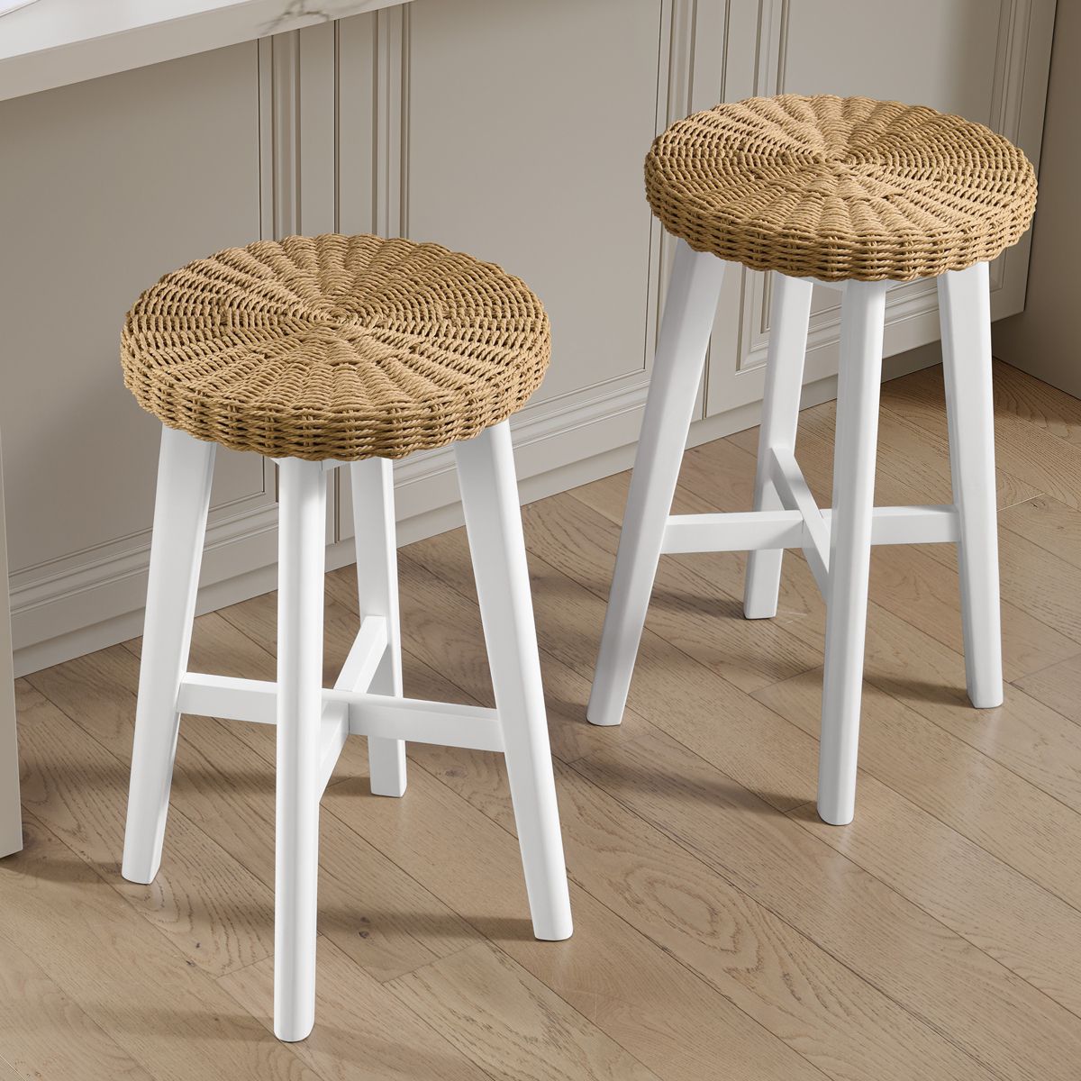 Alaterre Furniture Set of 2 Barstools, White