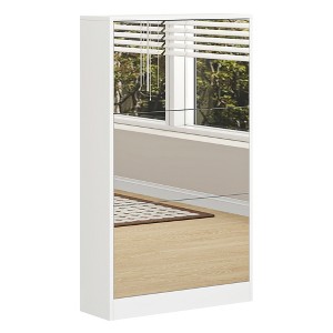 RISOKEYS Mirror Shoe Cabinet with 3 Flip Drawers,Freestanding Shoe Cabinet Storage,Narrow Shoe Organizer Rack for Entryway,Front Door,Foyer,Hallway - 1 of 4