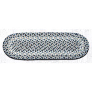 Earth Rugs Blue/Natural Jute Oval Stair Tread 27"x8.25" Eco-Friendly Home Accent - 1 of 3