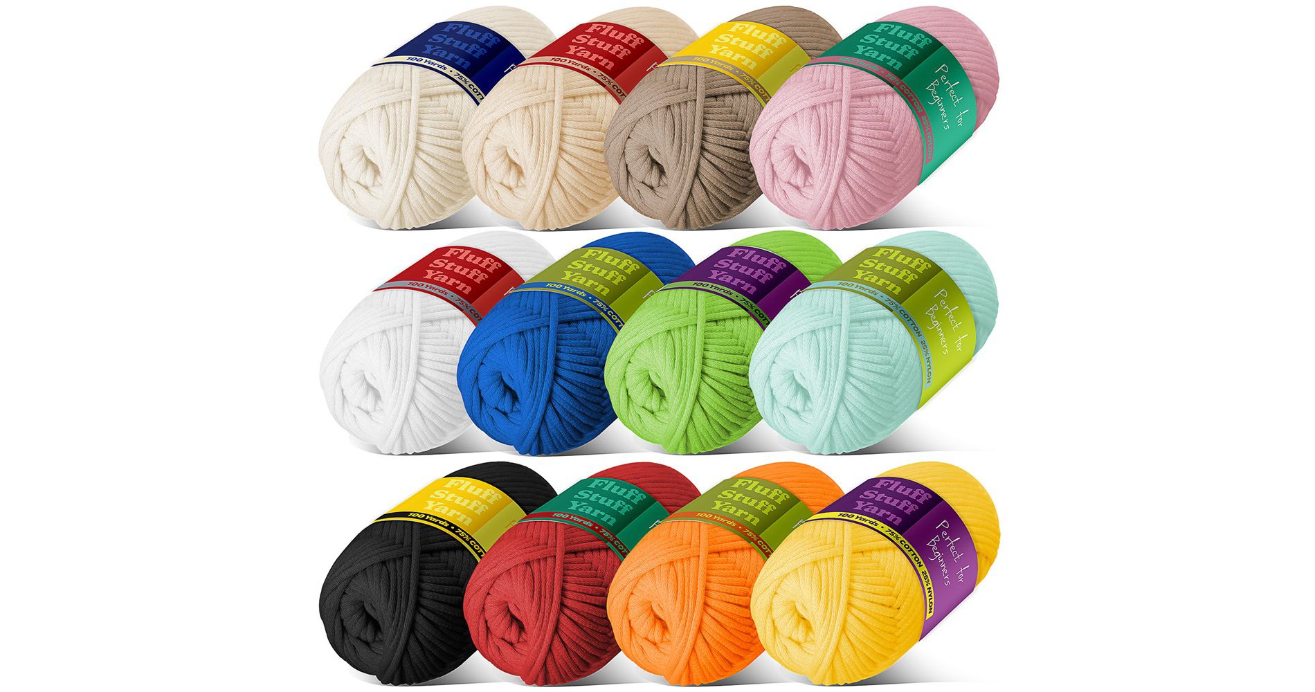 Hearth & Harbor Soft Yarn - 12 x 50g - 1200 Yards Amigurumi Cotton-Nylon Blend Yarn for Crocheting, Worsted Weight Yarn 4