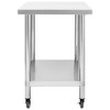 vidaXL Kitchen Work Table with Wheels 39.4"x23.6"x33.5" Stainless Steel - 4 of 4