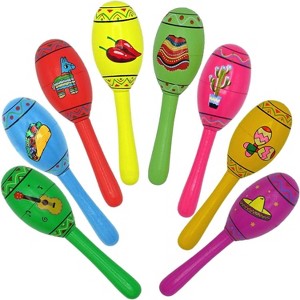 4E's Novelty 16 Pcs Mini Maracas - 5" Wooden Maracas for Kids & Adults, Party Favors & Music Instruments - 1 of 4