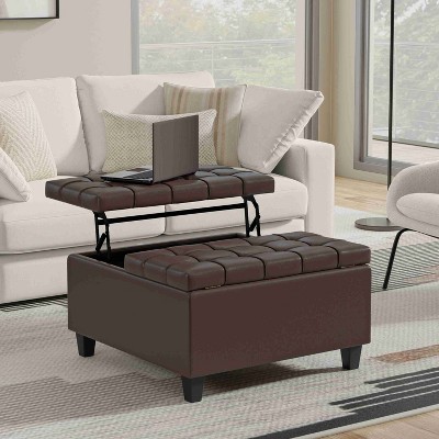 CAVINAS Square Storage Ottoman Bench,Storage Ottoman with Lift Lids and Stitched Tuft Design for Living Room,Bedroom