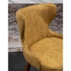 Roundhill Furniture Nevis Mid-century Modern Faux Leather Tufted Nailhead Trim Counter Stool, Yellow, Set of 2 - 3 of 4