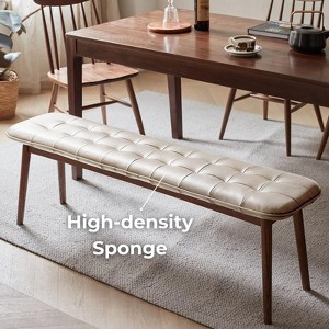 NicBex Solid Wood Dining Bench 3-Seater, Rustic Wooden Table Bench, Simple and Natural Dining Bench for Living Room Kitchen - 1 of 4