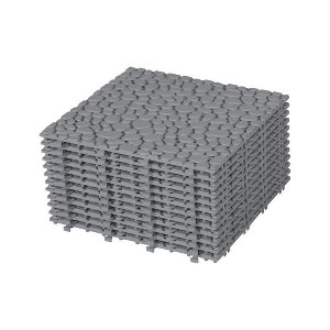 Dolonm 12"x12" Gray Interlocking Plastic Deck Tiles – Pebble Pattern, Waterproof & Anti-Slip for Patio, Balcony, Pool - 1 of 4