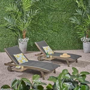 Outdoor Chaise Lounge Set of 2, Wicker Reclining Chair with Adjustable Backrest & Side Table, Sunbathing Chair for Patio Pool Garden Backyard - 1 of 4