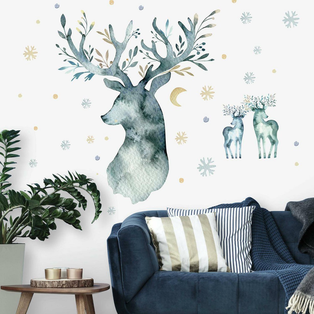 Photos - Other interior and decor Roommates Winter Deer Peel and Stick Giant Wall Decal  