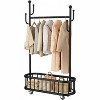 Rolling Clothing Rack with Wheels and Basket Storage, Metal Moveable Large Coat Rack Decorative Clothing Racks for Bedroom Boutiques - 4 of 4