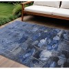 Navy Blue And Denim Blue Floral Washable Indoor Outdoor Area Rug - 2 of 4