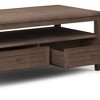 48" Solid Wood Coffee Table with Two Drawers and Storage, Square Tapered Legs, Ideal for Living Room or Family Room - 3 of 4