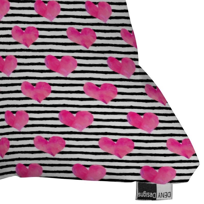 Little Arrow Design Co Watercolor Hearts on Striped Square Throw Pillow Pink - Deny Designs, 4 of 6