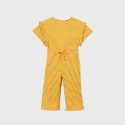 yellow ribbed jumpsuit