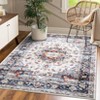 Washable Vintage Medallion Rug Non Slip Low Pile Rug Soft Throw Floor Cover Foldable Indoor Carpet for Living Room Bedroom - 4 of 4