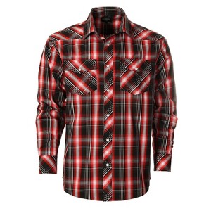 Gioberti Men's Western Plaid Long Sleeve Shirt with Pearl Snap-on - 1 of 3