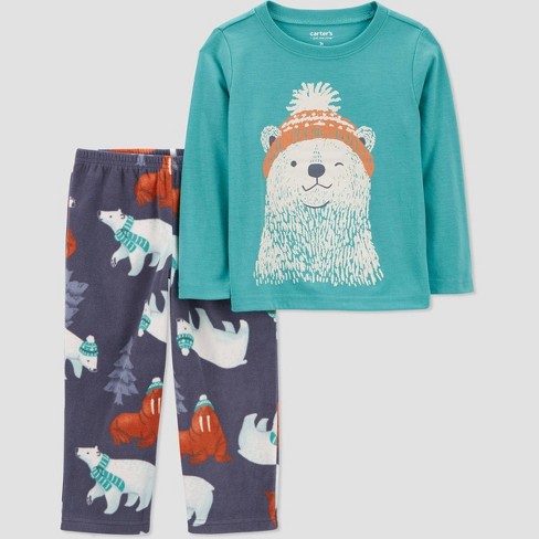 Carter's Just One You® Toddler Boys' 2pc Polar Bear Fleece Long Sleeve Pajama  Set - Gray/blue 12m : Target