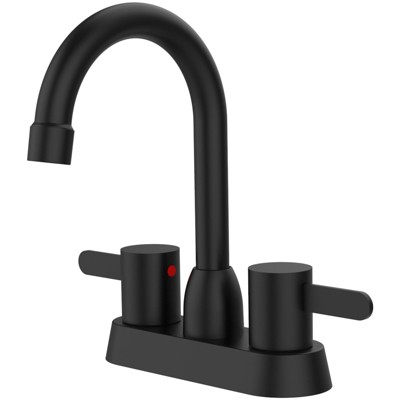 Phiestina 2 Handles Bathroom Sink Faucet, Matte Black Centerset RV Bathroom Faucets for 3 Hole