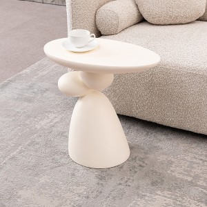 Small Fiberglass End Table with Wabi-Sabi Design and Minimalist Style for Living Room - 1 of 4