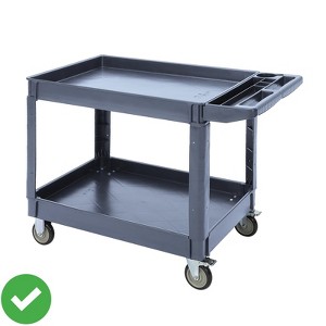 2 Tier 500-lb Utility Service PP Cart Heavy Duty Carts w/ Wheels for Warehouse/Garage/Cleaning/Manufacturing - 1 of 4