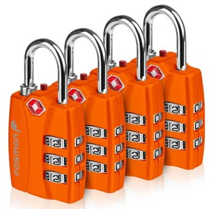 Fosmon 4 Pack TSA Approved Luggage Locks, Combination Padlock with Open Alert, Combo TSA Locks for Luggage, Suitcase, Backpack, Bag - Orange - 1 of 4