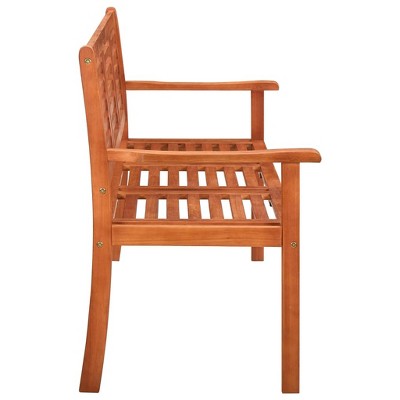 Eucalyptus Wood Medium Tone Outdoor Patio Bench with Backrest
