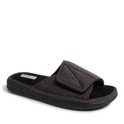 Dearfoams Men's Chase Marled Knit Adjustable Strap Slide Memory