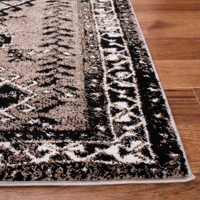 Antique Patina Black Square Synthetic Area Rug - 6'7"