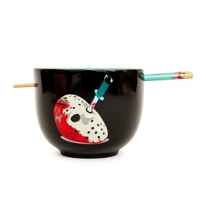 Silver Buffalo Friday The 13th Jason Voorhees 20-Ounce Ramen Bowl and Chopstick Set - 1 of 4