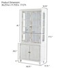 ModernLuxe Freestanding Glass Display Cabinet with Adjustable Shelves, Vintage Storage Cabinet Pantry Bookshelf Retro Hutch Cabinet, White Washed - 3 of 4