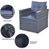 6-Piece All-Weather Wicker PE Rattan Patio Outdoor Dining Conversation Sectional Set with Coffee Table, Wicker Sofas, Ottomans, Removable Cushions - 3 of 4