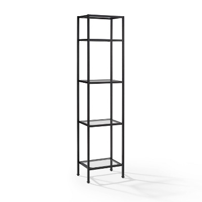 73" Aimee Narrow Etagere Oil Rubbed Bronze - Crosley: Tempered Glass, 4-Tier Storage, Steel Frame