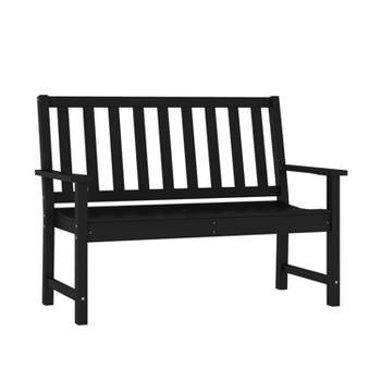 Flash Furniture Ellsworth Commercial Grade All Weather Indoor/Outdoor Recycled HDPE Bench with Contoured Seat
