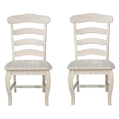 Set Of 2 Country French Chair with Solid Seat Unfinished - International Concepts