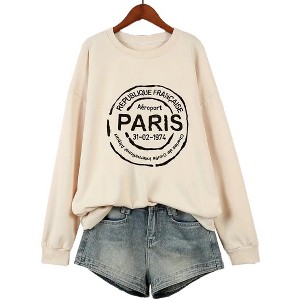 Plus Size Sweatshirts Paris Graphic Sweatshirt for Women Oversized Trendy Comfy Crewneck Sweatshirts Casual Pullover Plus Size Sweatshirts - 1 of 2