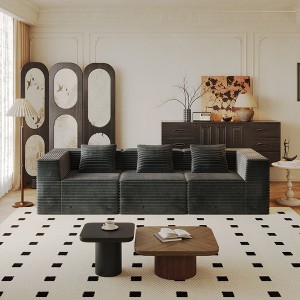 Corduroy Modular Deep-Seat Boneless Sectional Sofa with High-Density Memory Foam and No-Assembly Design - 1 of 4