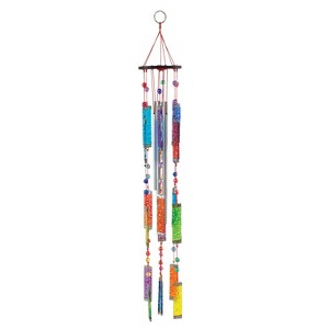 Beachcombers Colorful Glass Painted Sun Catcher Coastal Wind Chime Tropical Decor Ocean Decoration - 1 of 4