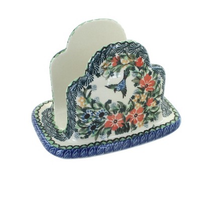 Blue Rose Polish Pottery 487 Ceramika Artystyczna Napkin Holder