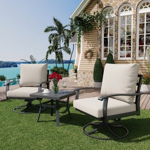 EROMMY Outdoor Swivel Rocker Patio Chairs With Coffee Table 3 Pcs Bistro Set - 1 of 4