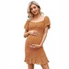 Women's Maternity Ruffle Hem Mermaid Baby Shower Dress Maternity Summer Dress - 2 of 3