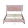 TiramisuBest Queen Size Velvet Platform Bed with LED Lights and Tufted Headboard - 4 of 4