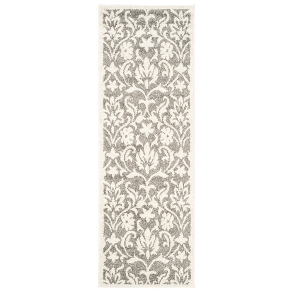 2'3inX7' Amherst Charity Outdoor Rug Dark Gray/Beige - Safavieh