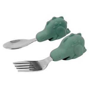 Tiny Twinkle Toddler Utensils, Spoon and Fork Set, BPA-Free Kids Silverware With Silicone Handle for 12 Months & Up - 1 of 4