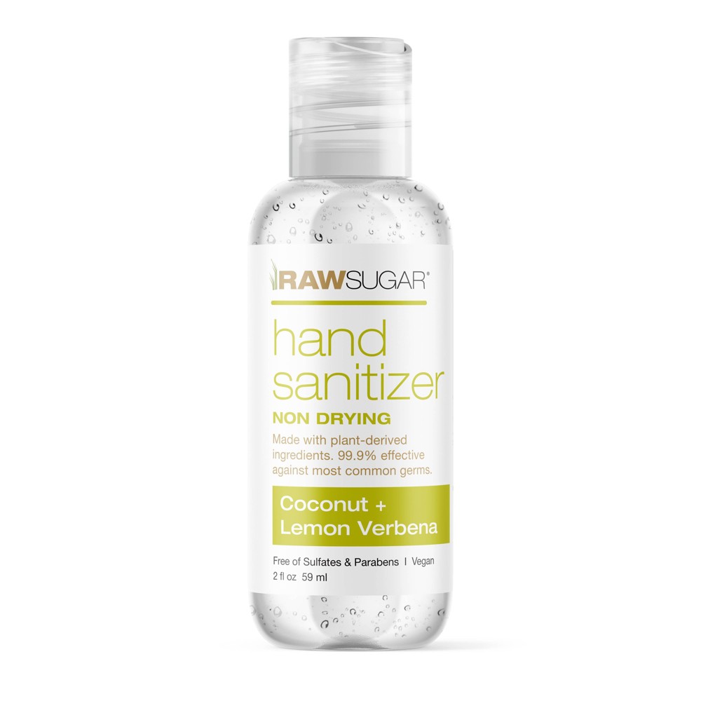 Raw Sugar Mini Hand Sanitizer Coconut + Lemon Verbena - Trial Size - 2 fl oz EXP 06/22 