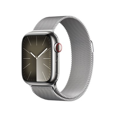 Apple Watch Series 9 Gps + Cellular (2024) 41mm Silver Stainless Steel Case  With Silver Milanese Loop : Target