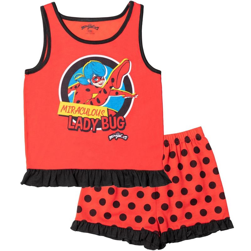 Miraculous Rena Rouge Ladybug Girls Pullover Pajama Shirt and Shorts Little Kid to Big Kid, 1 of 10