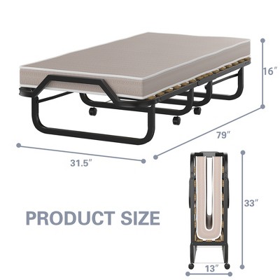 Costway Folding Bed Rollaway Guest Bed W/ Memory Foam Sturdy Metal ...