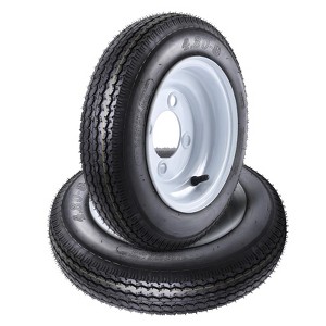 Trailer Tire Wheel Assembly, 4.80-8 Trailer Tire - Set of 2 6-Ply Load Range C Tires on 4 Lug 4'' White Spoke Rims - 1 of 4