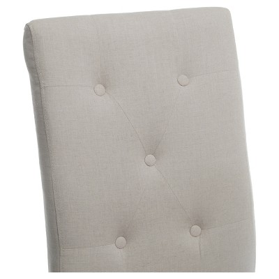 Natural Linen Upholstered Side Chair with Wood Legs, Set of 2