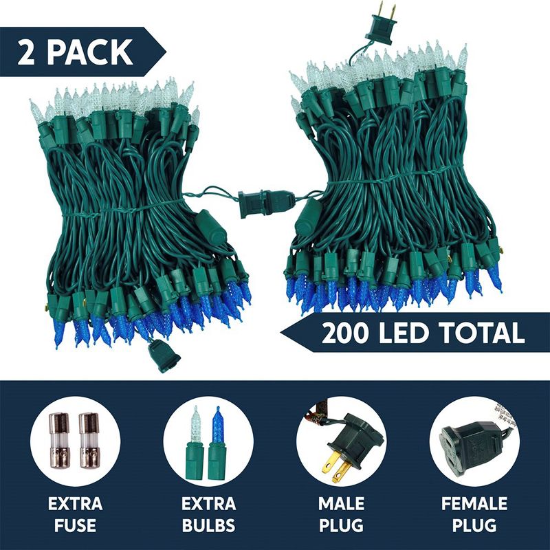 Joiedomi 200(2x100) LED Christmas Lights Blue&White, 2 of 9